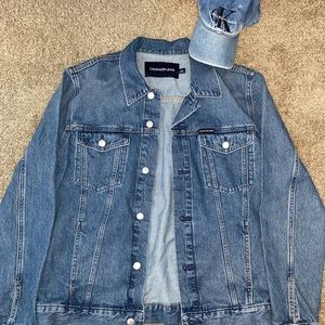 Used Calvin Klein Jean Jacket W/ Hat Medium